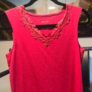 White Stag (M 8-10) TankTop w/ Laced front V-neck